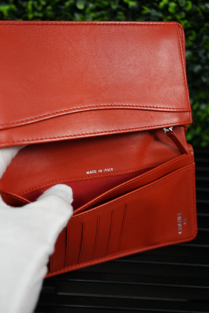 Chanel Lambskin Red Bifold Wallet