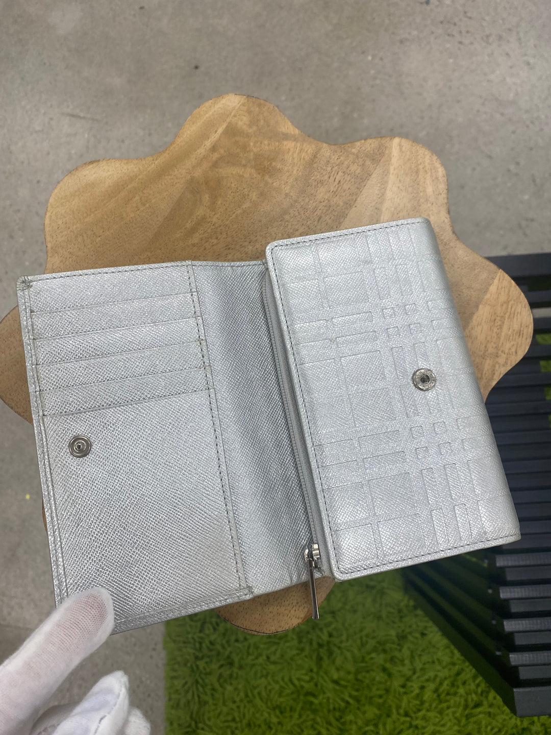 Burberry Silver Check Leather Wallet (4953)