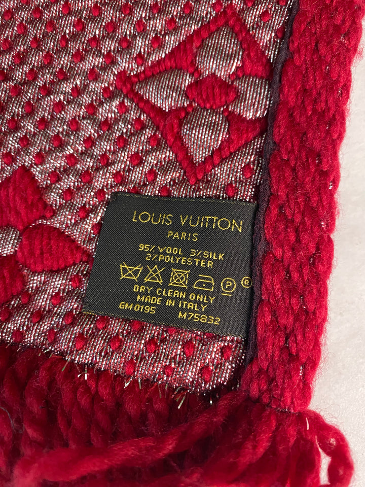 Louis Vuitton Red Logomania Wool Scarf (2738)