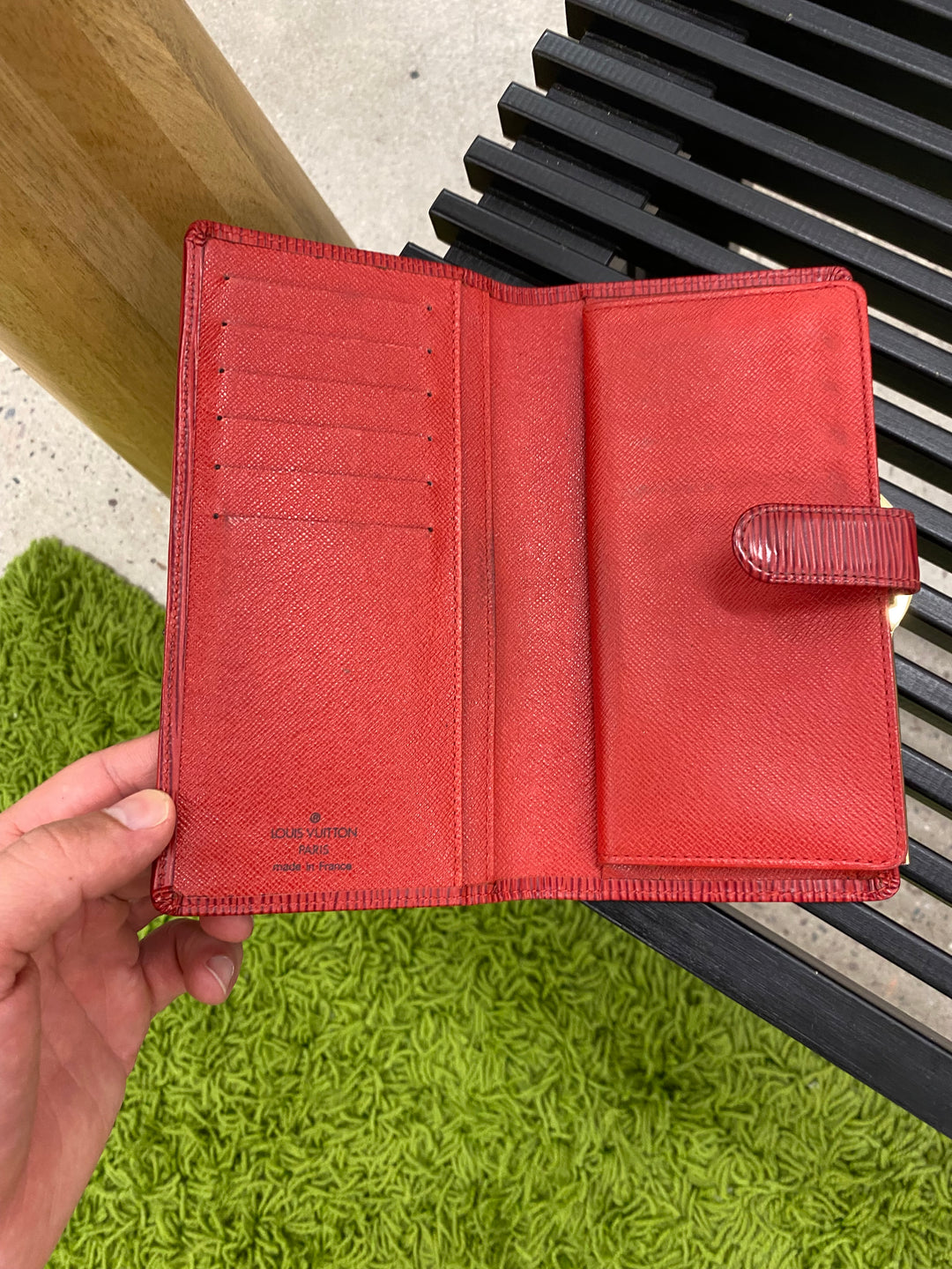 Louis Vuitton Red Epi Long French Wallet (1725)