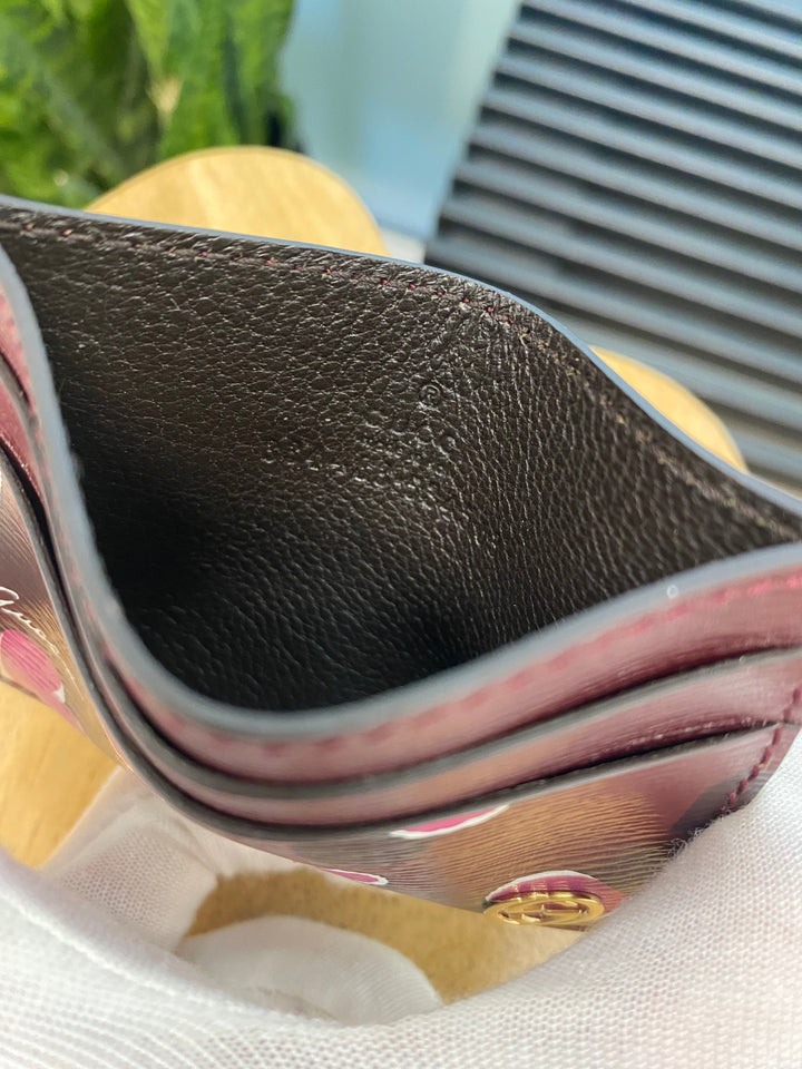 Gucci Burgundy Leather Heartbeat Print Cardholder (4029)