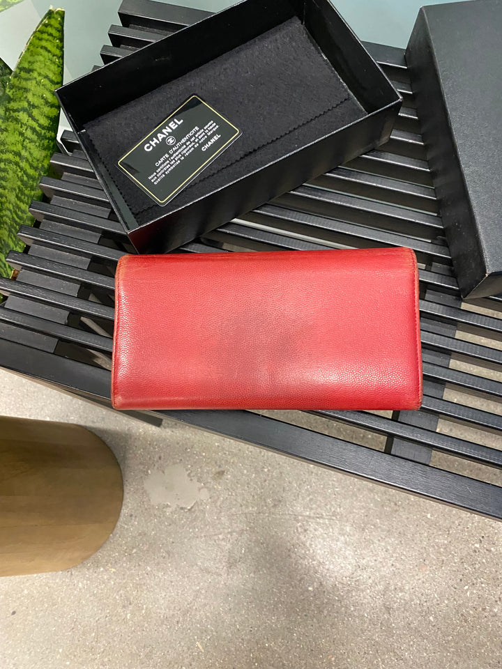Chanel Red Caviar Long Wallet (1997)