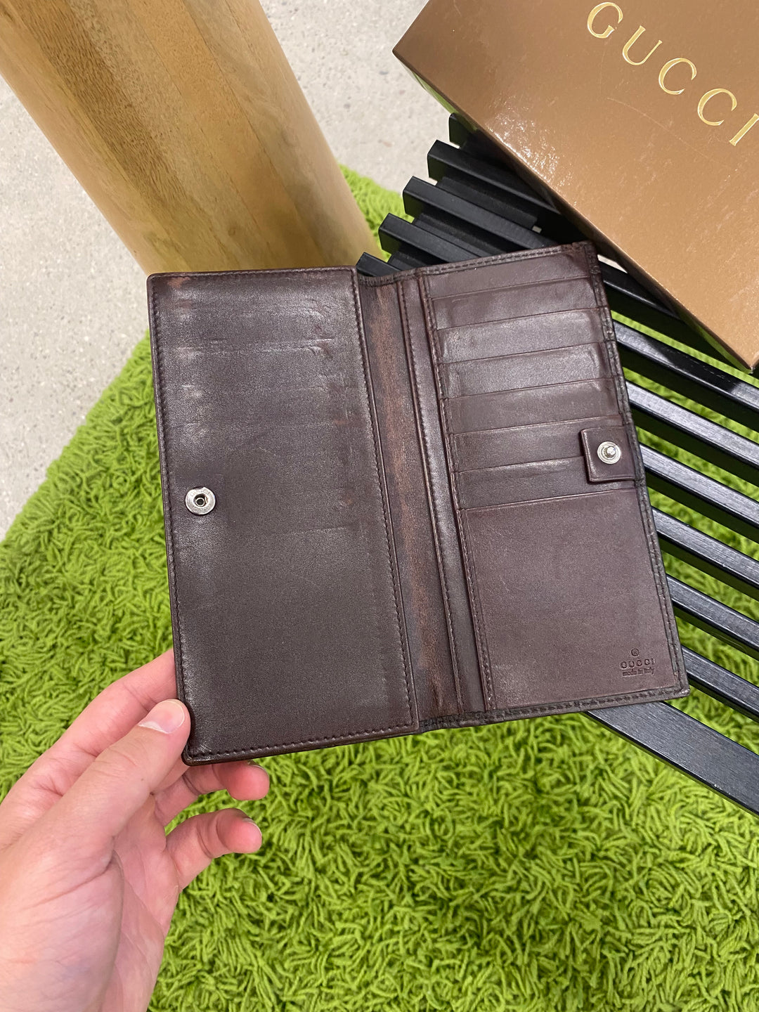 Gucci Brown Guccissima Long Flap Wallet (9869)