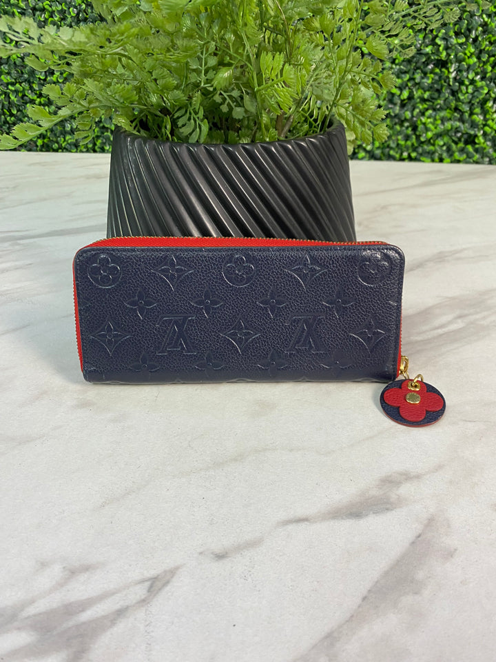 Louis Vuitton Navy Empreinte Clemence Zippy Wallet (4288)