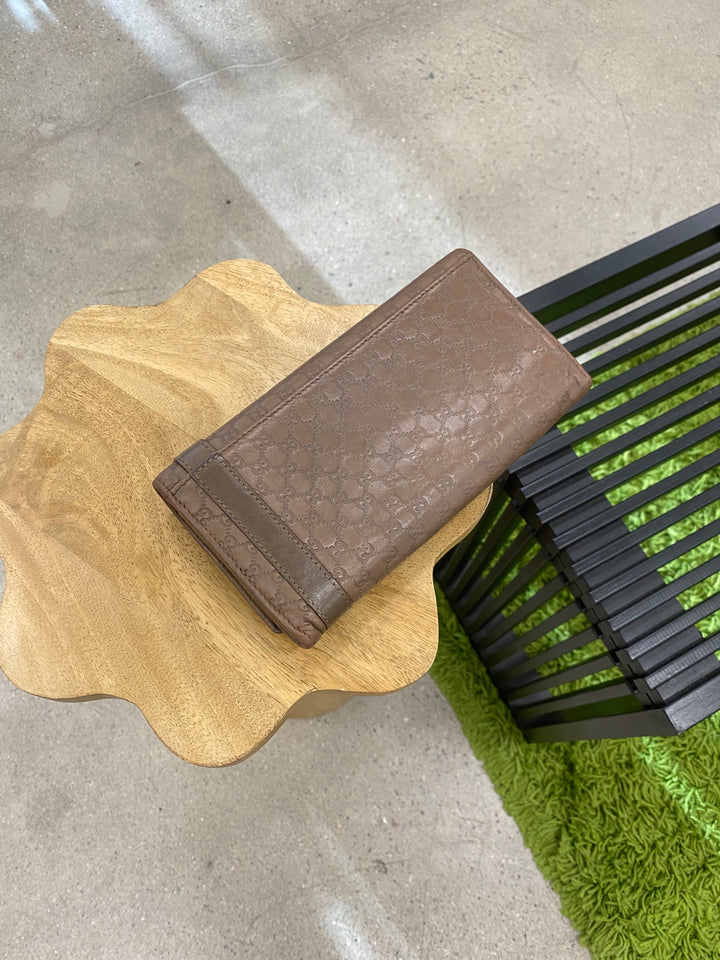 Gucci Brown Micro Guccissima Buckle Long Wallet (0380)