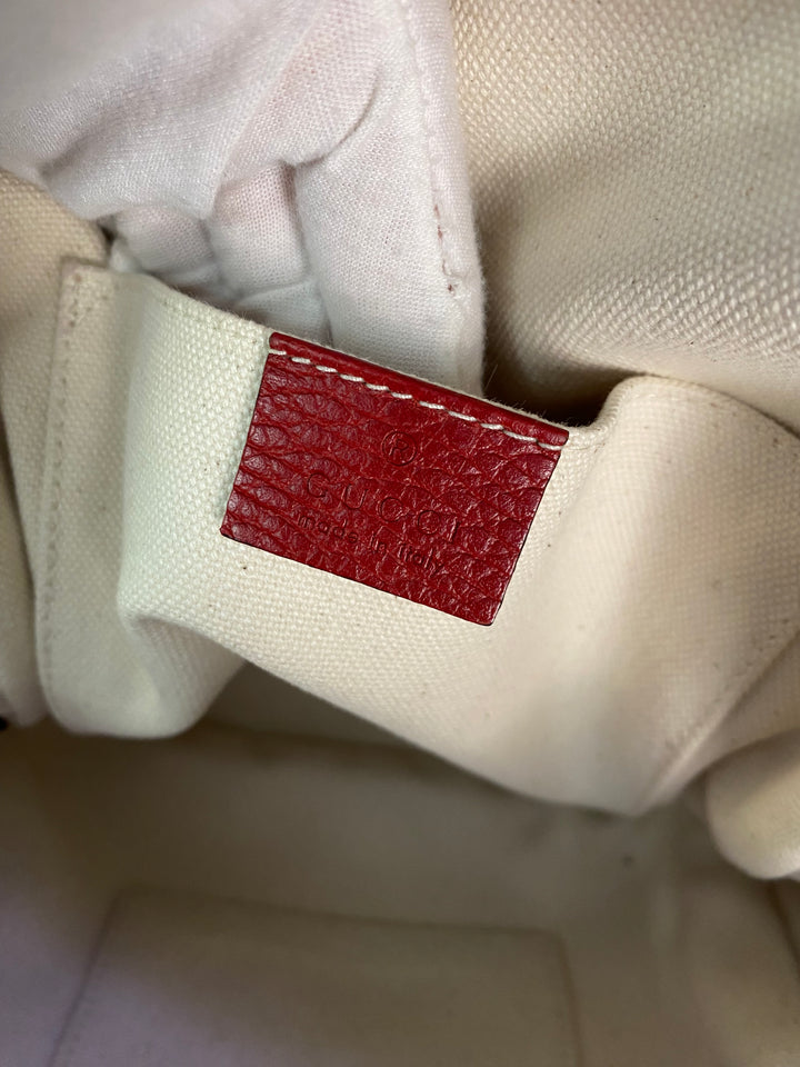 Gucci Red Pebbled Leather Soho Chain Backpack (0969)