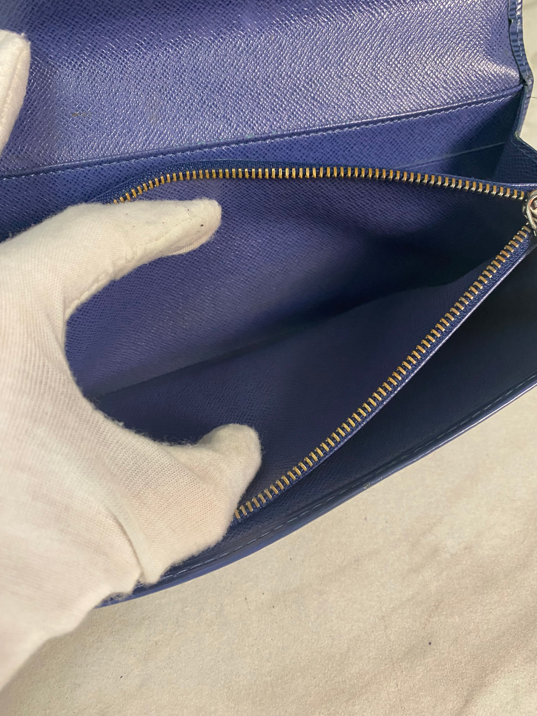 Louis Vuitton Blue Epi Long Wallet (8871)