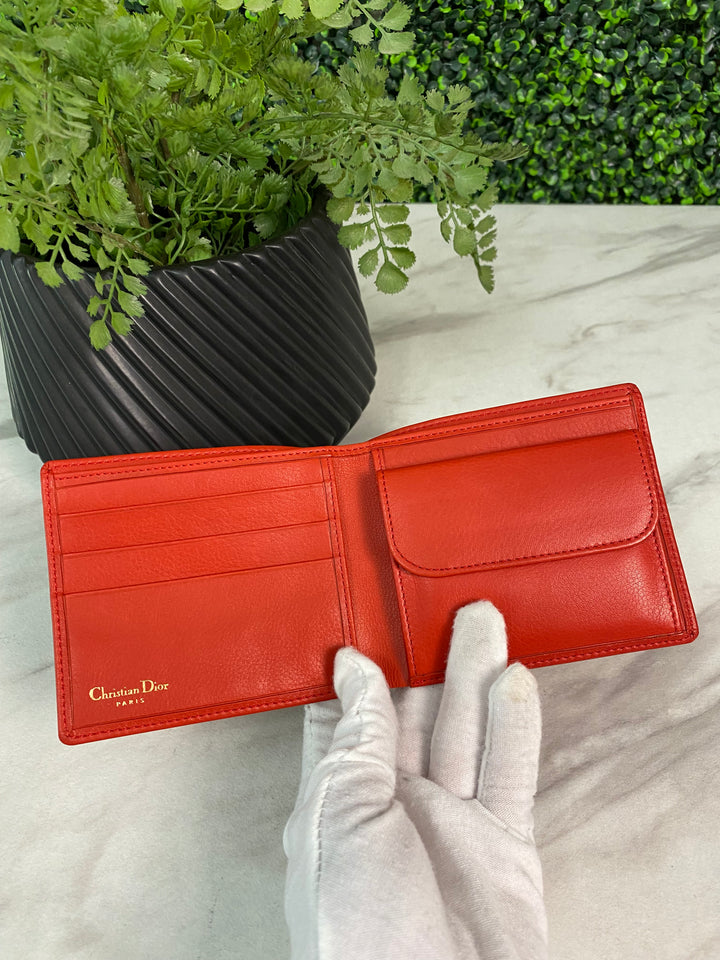Christian Dior Red Leather Billfold Wallet (7459)