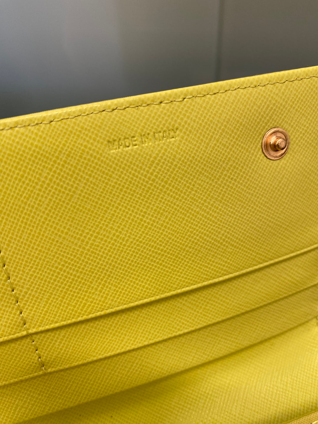 Prada Yellow Nylon Double Snap Wallet (5388)