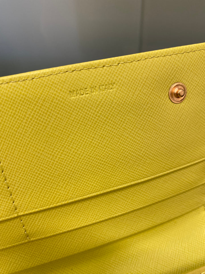 Prada Yellow Nylon Double Snap Wallet (5388)