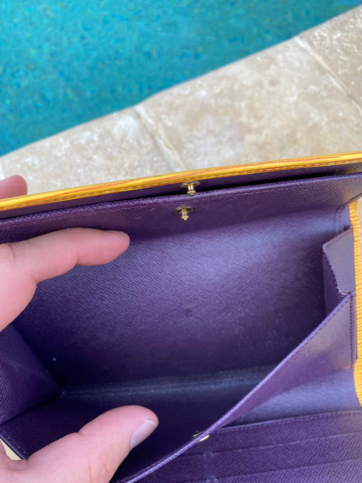 Louis Vuitton Yellow Epi International Long Wallet (9148)