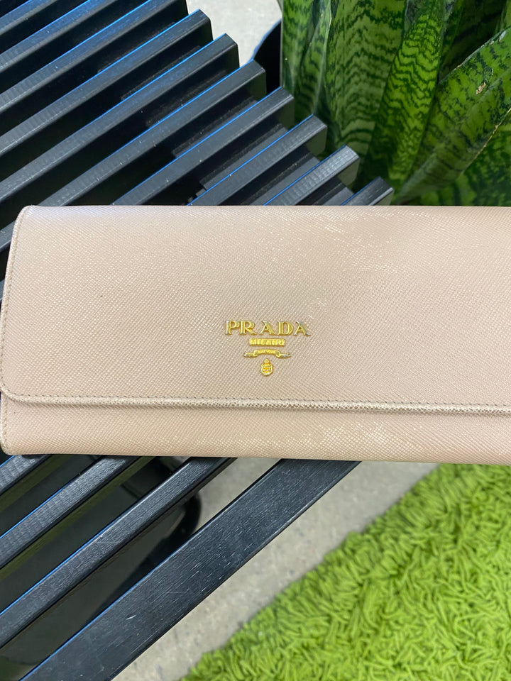 Prada Beige Saffiano Long Wallet (4027)