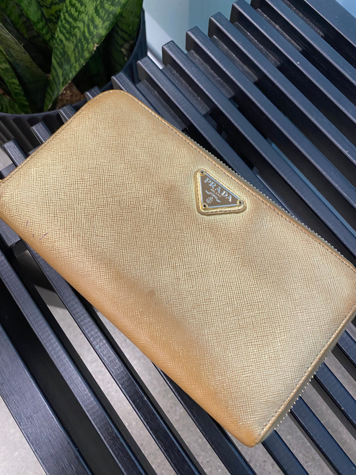 Prada Bronze Saffiano Zippy Wallet (5612)