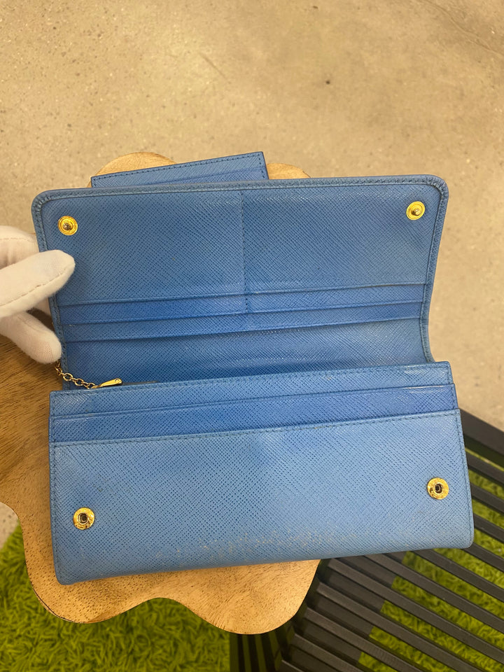 Prada Blue Saffiano Long Wallet (6790)