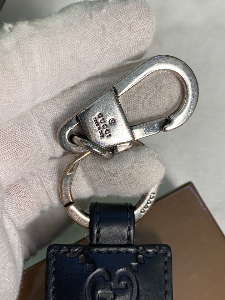 Gucci Black Guccissima Keychain Charm (0241)
