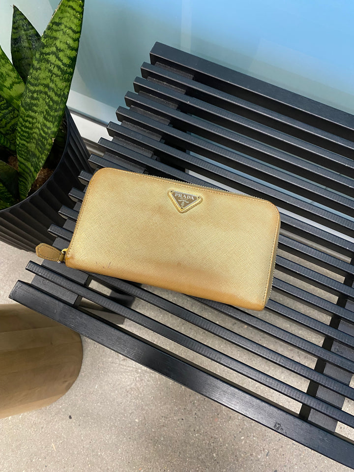 Prada Bronze Saffiano Zippy Wallet (5612)