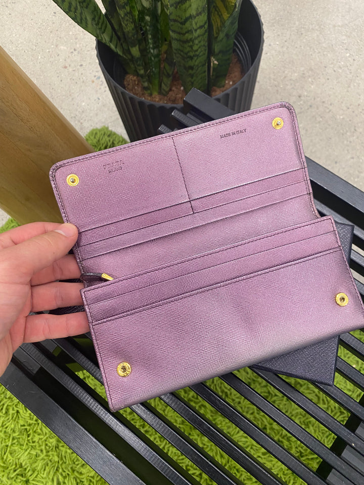 Prada Purple Saffiano Long Wallet (8878)