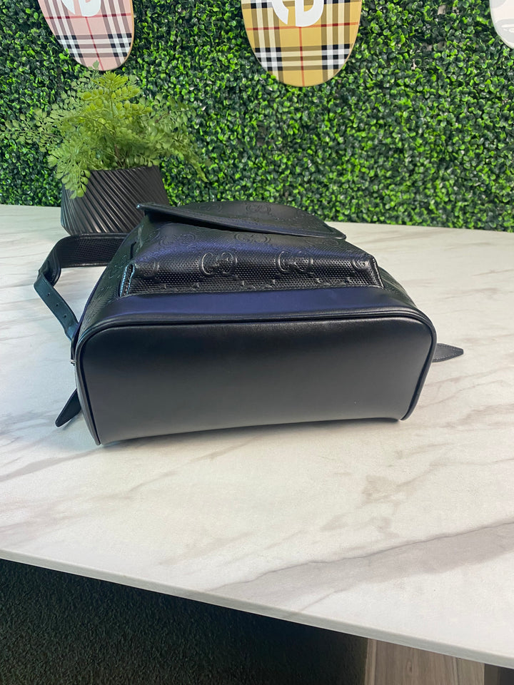 Gucci Black GG Embossed Leather Medium Backpack (4147)