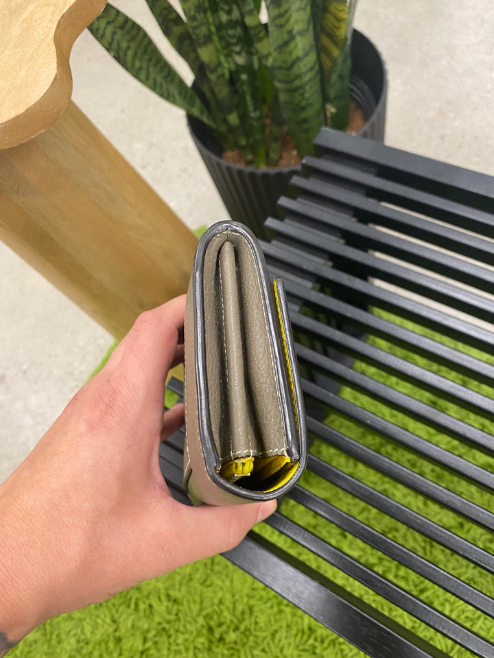 Celine Grey Leather Double Snap Long Wallet (3354)