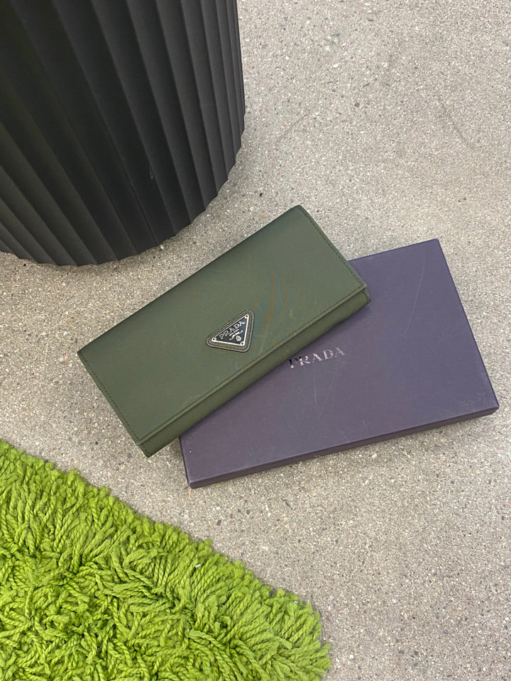 Prada Green Nylon Long Wallet (4047)
