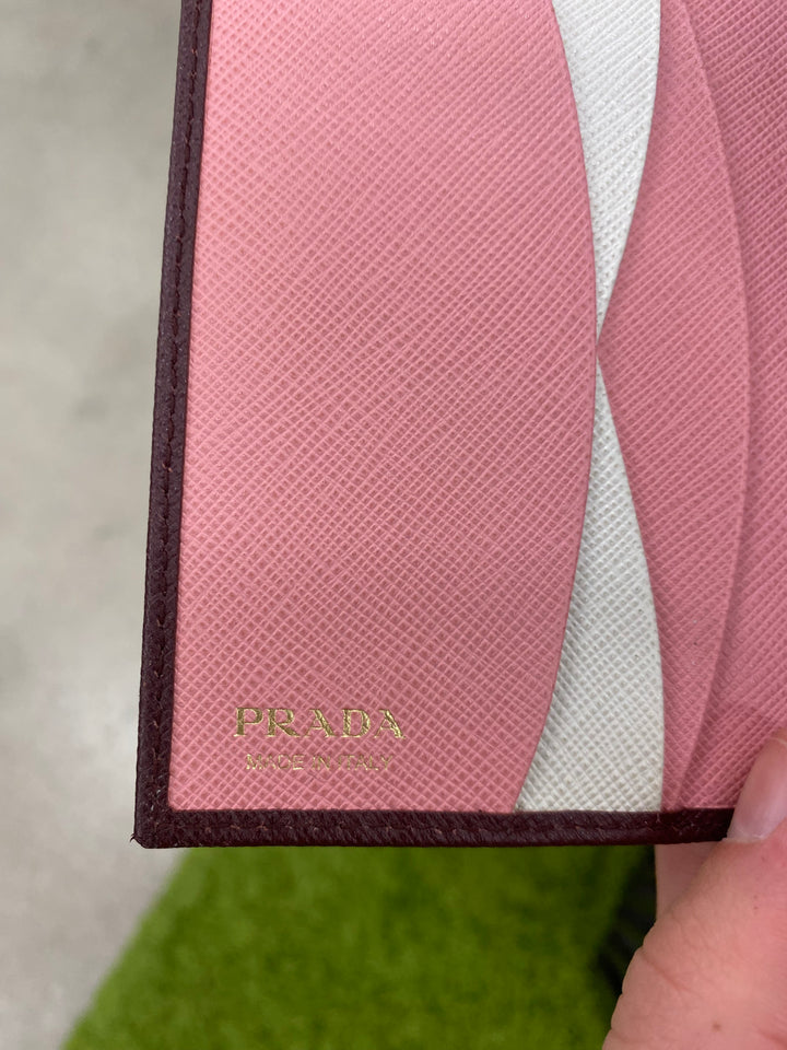Prada Plum Saffiano Compact Wallet (3956)