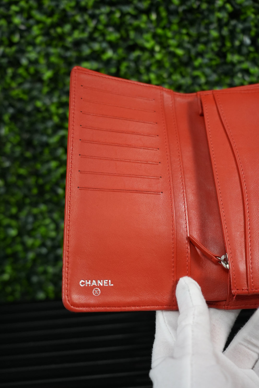 Chanel Lambskin Red Bifold Wallet