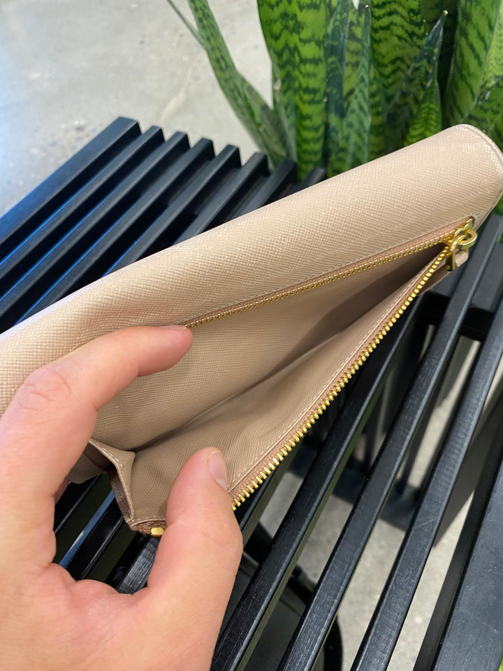 Prada Beige Saffiano Long Wallet (4027)