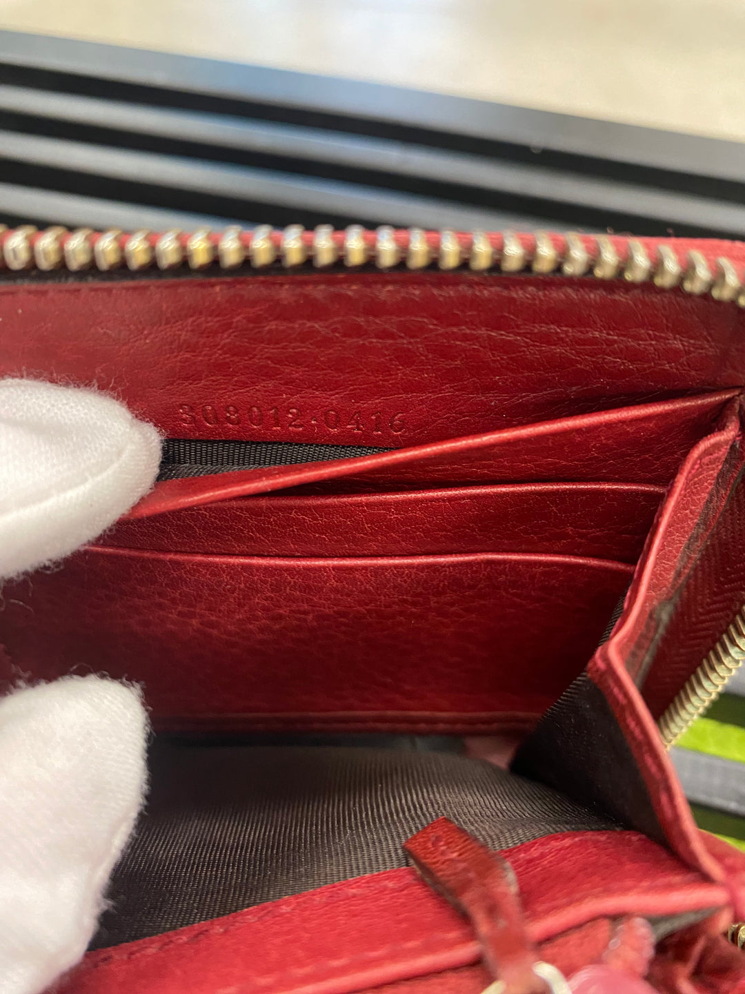 Gucci Burgundy Sukey Guccissima Zippy Wallet (3853)