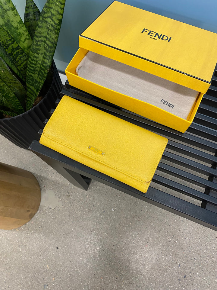 Fendi Yellow Leather Long Wallet (3586)