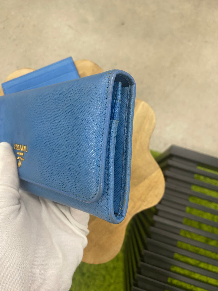 Prada Blue Saffiano Long Wallet (6790)