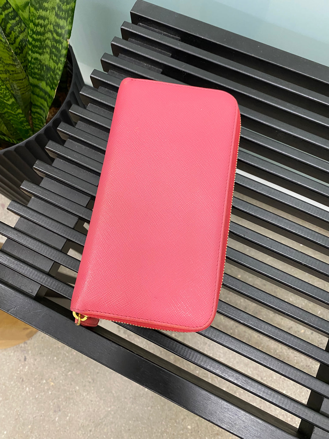 Prada Fuchsia Saffiano Zippy Wallet (3074)