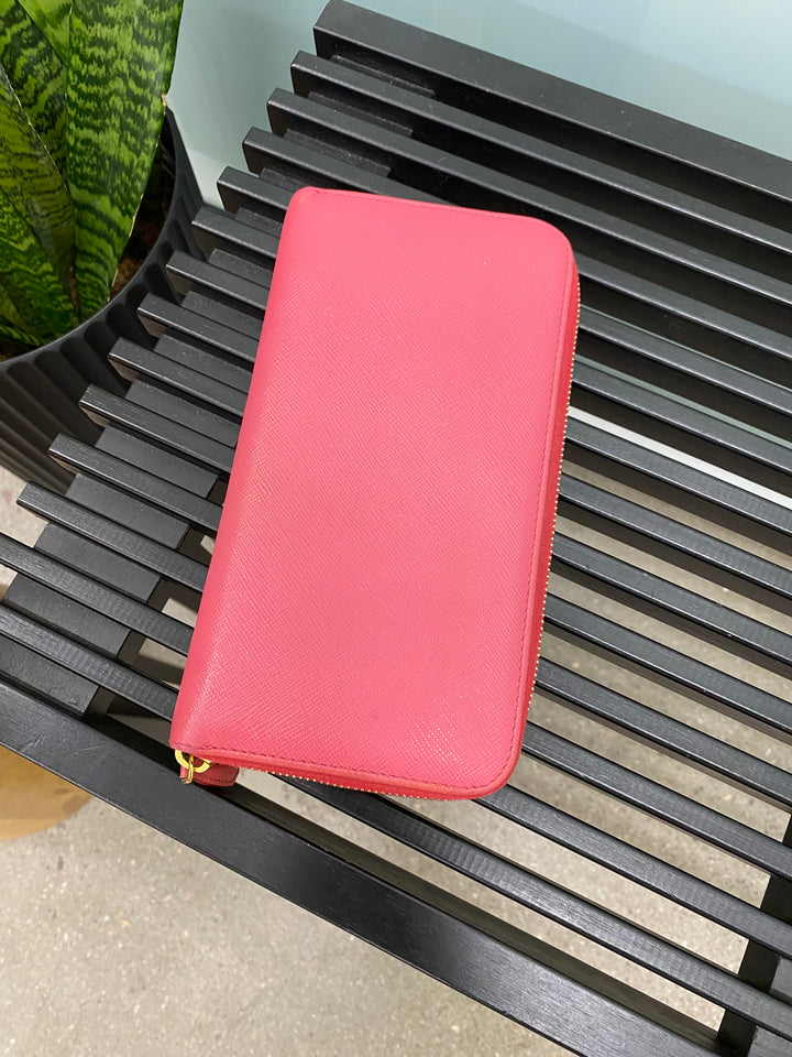 Prada Fuchsia Saffiano Zippy Wallet (3074)