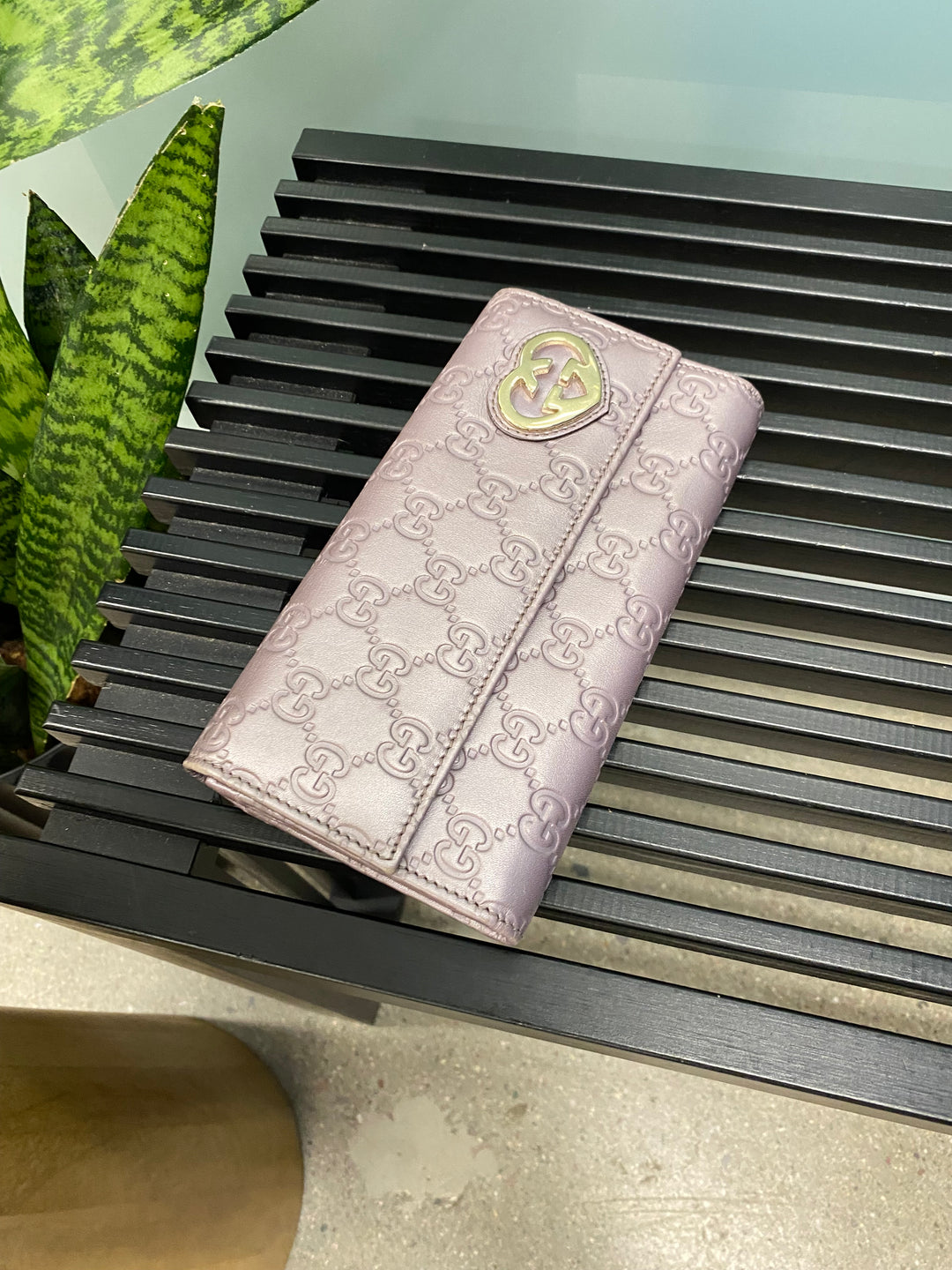 Gucci Metallic Lavender Guccissima Heart Long Wallet (3033)