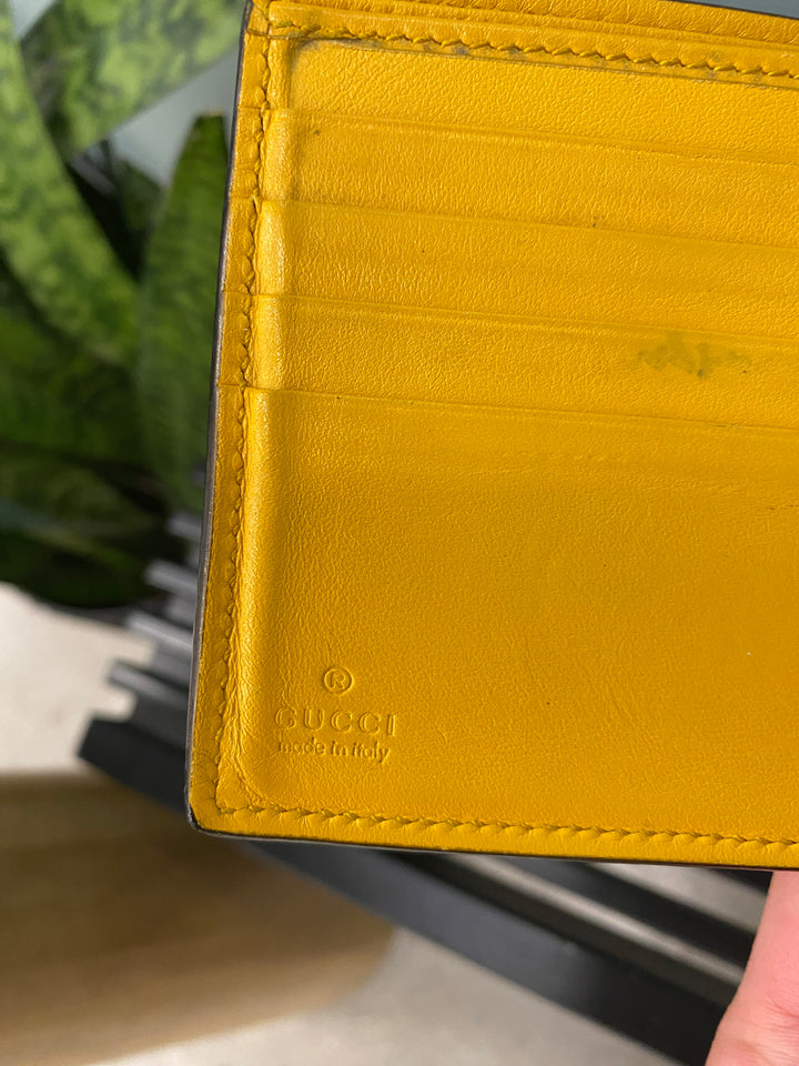 Gucci Yellow Perforated Leather Billfold Wallet (3818)