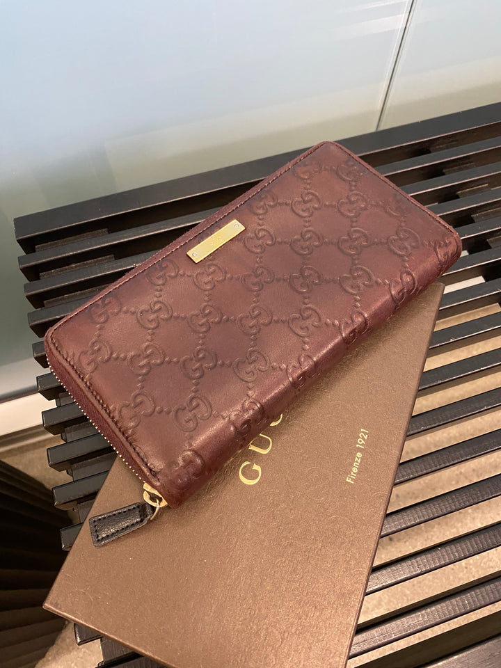 Gucci Burgundy Guccissima Zippy Wallet (1827)