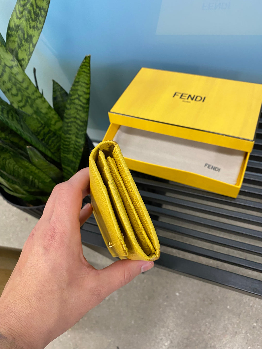 Fendi Yellow Leather Long Wallet (3586)