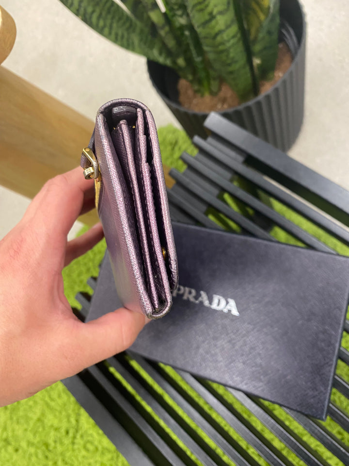 Prada Purple Saffiano Long Wallet (8878)