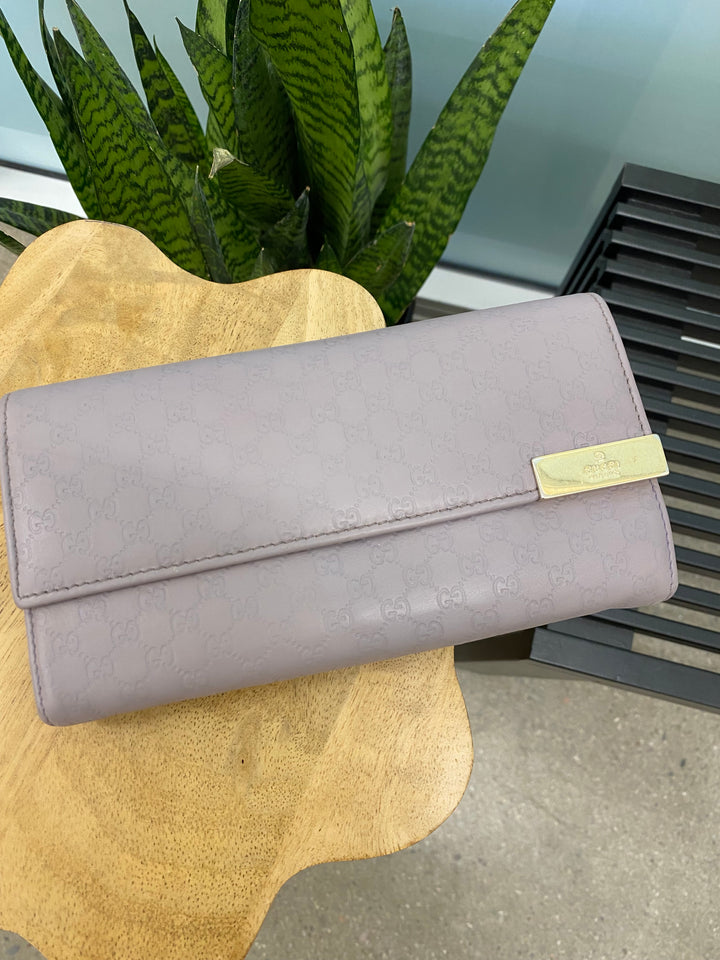 Gucci Lavender Micro Guccissima Long Wallet (3305)