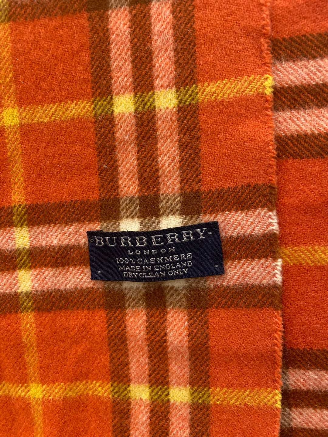 Burberry Orange Check Cashmere Scarf (3407)