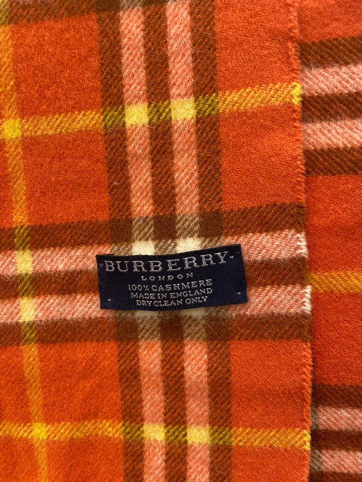Burberry Orange Check Cashmere Scarf (3407)
