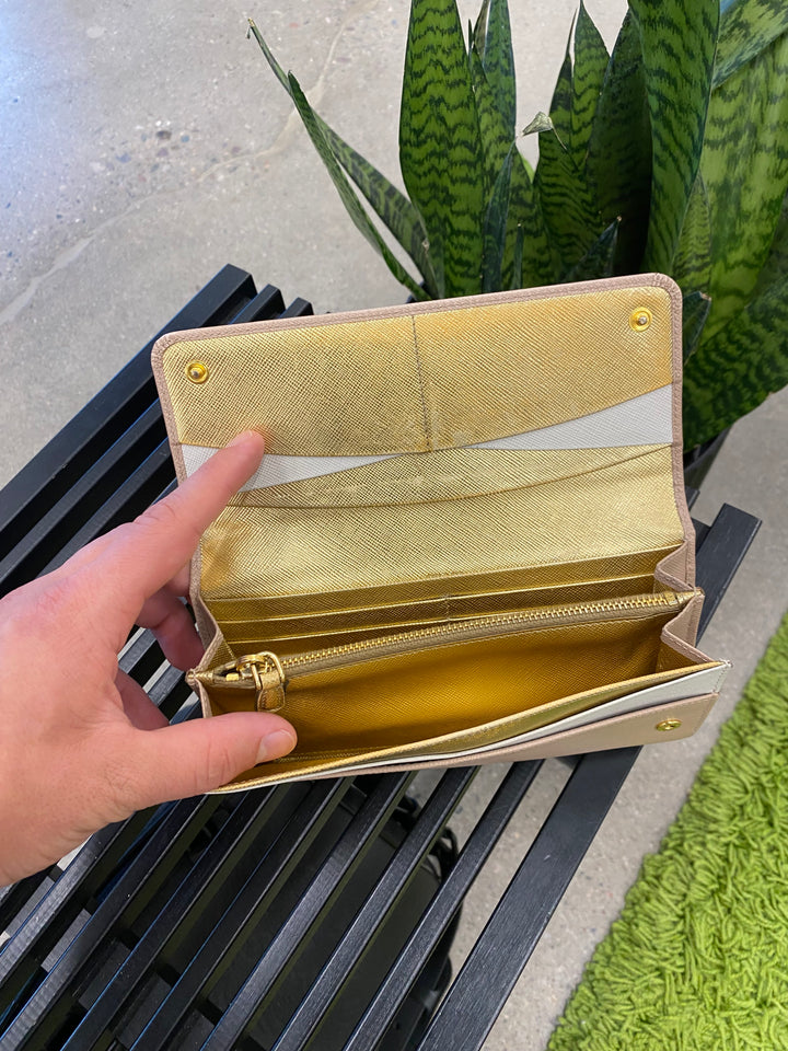 Prada Beige Saffiano Long Wallet (4027)