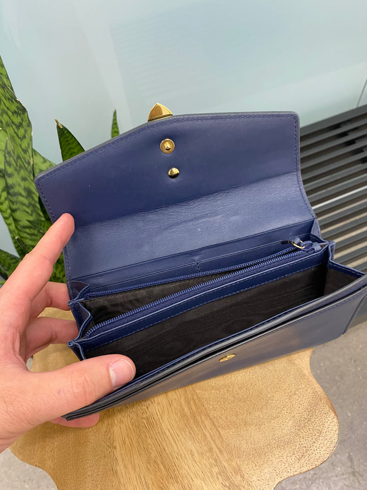 Gucci Navy Leather Sylvie Long Wallet (0107)