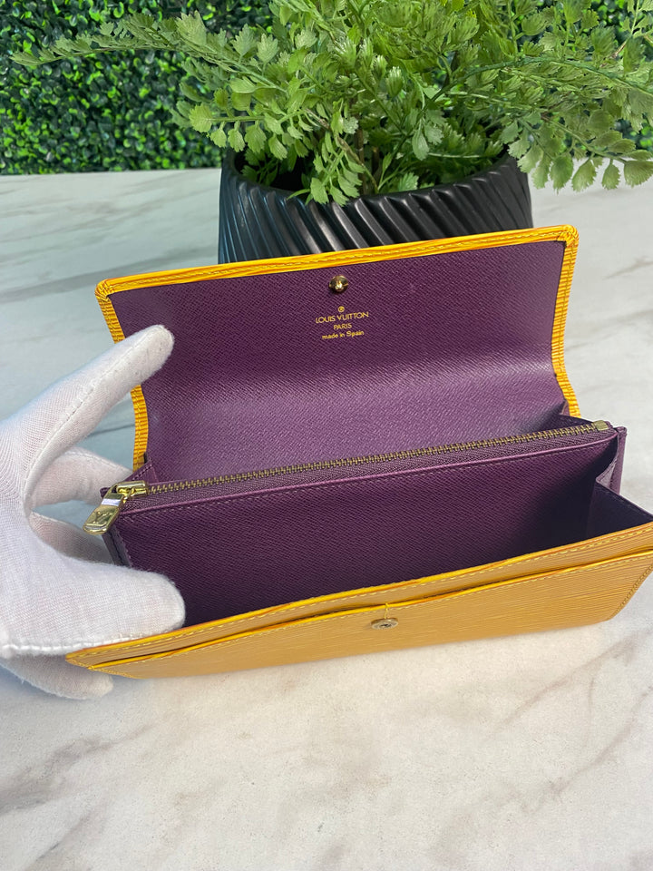 Louis Vuitton Yellow Epi Long Wallet (0727)
