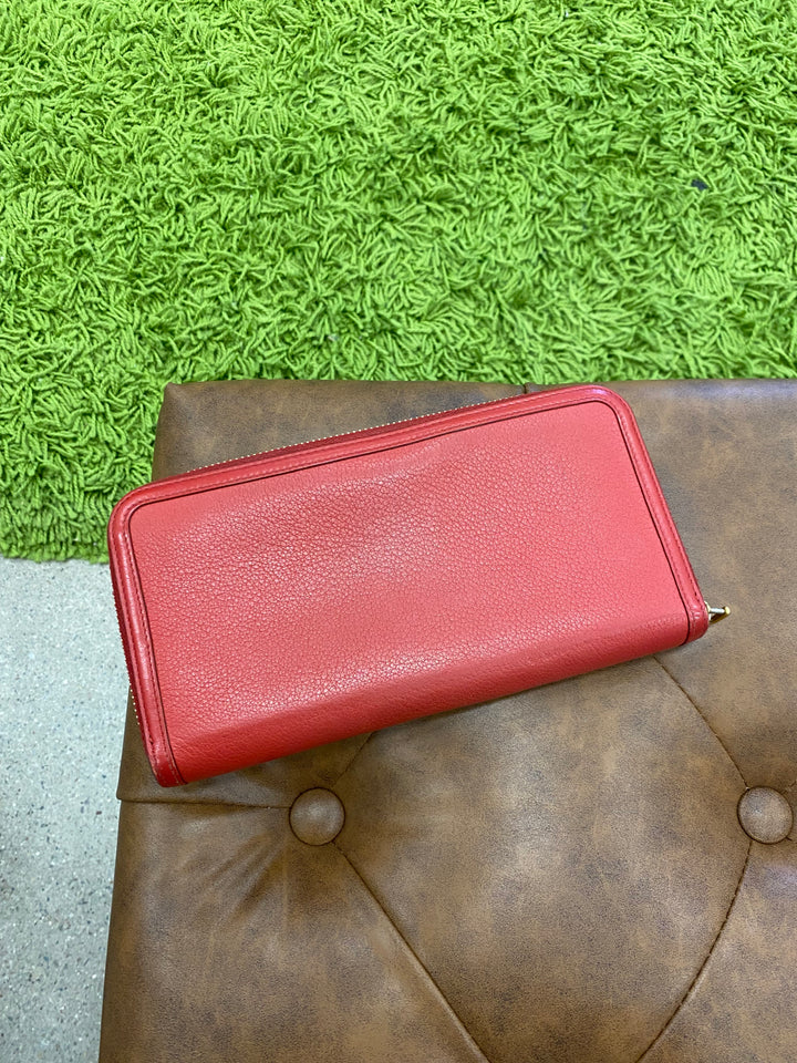 Prada Red Leather Zippy Wallet (2391)