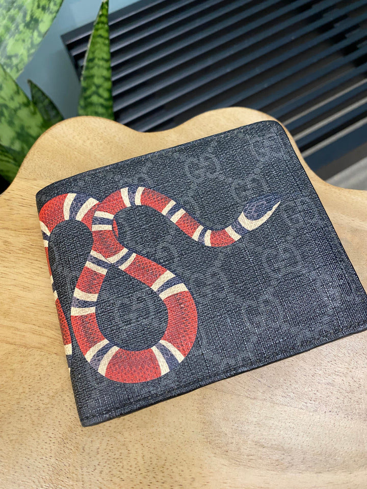 Gucci Black GG Supreme Kingsnake Billfold Wallet (3034)
