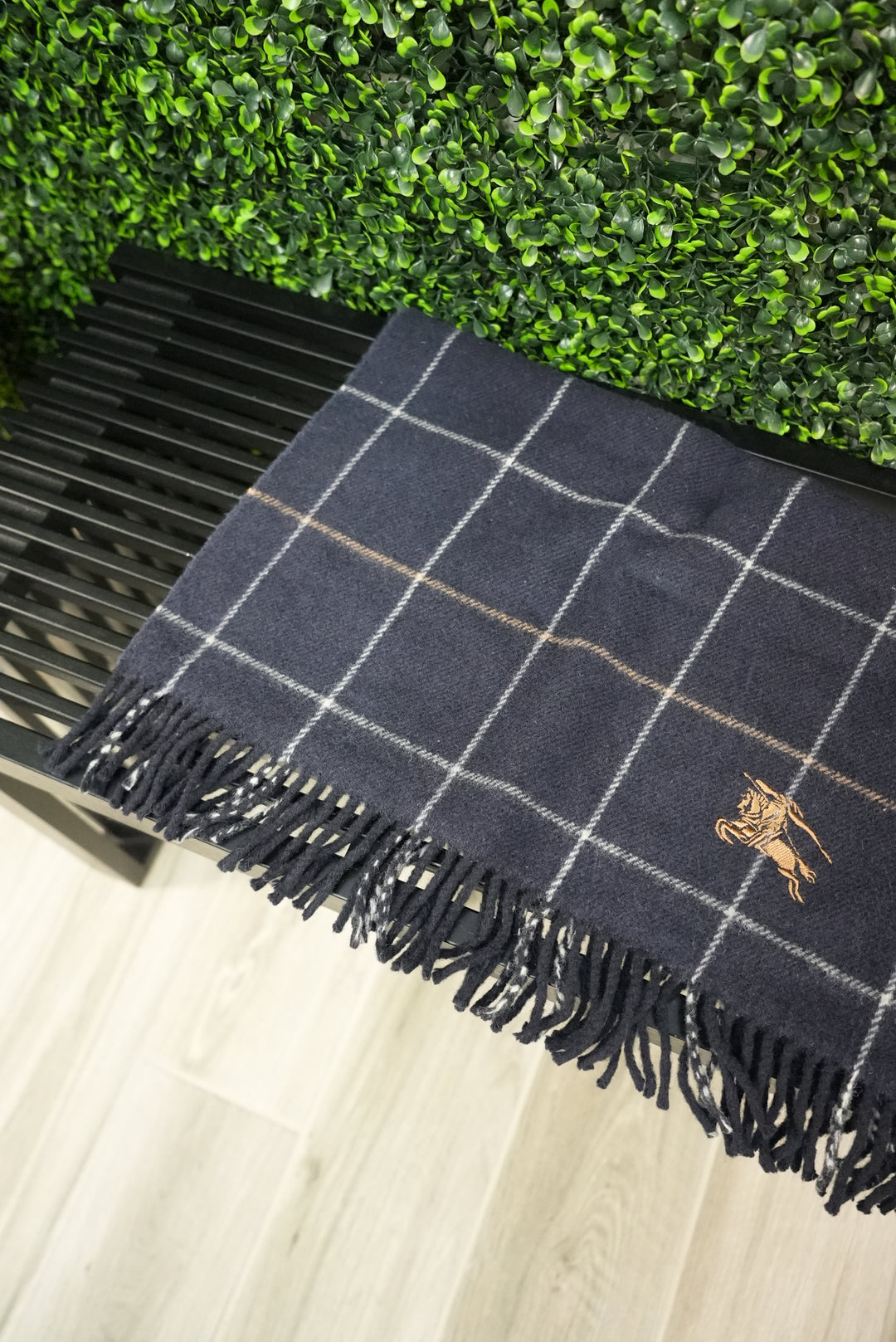 Burberry Navy Check Scarf