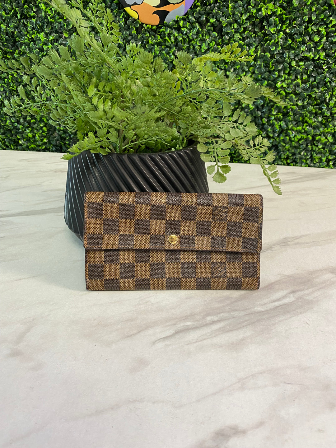 Louis Vuitton Damier Ebene Sarah Long Wallet (438)