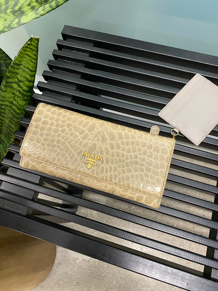 Prada Croc Embossed Long Wallet (9955)