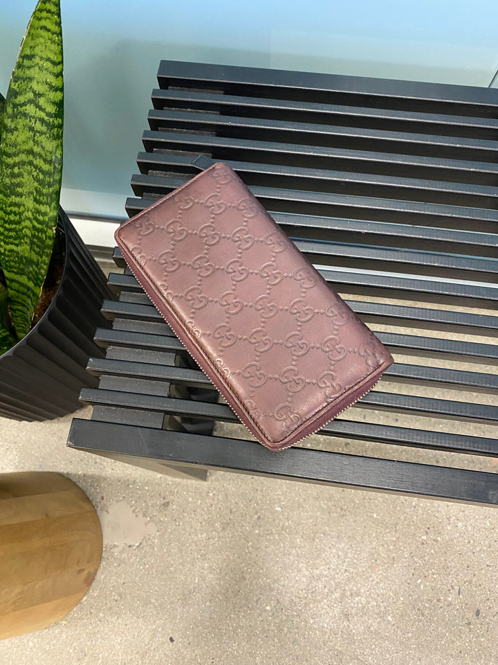 Gucci Burgundy Guccissima Zippy Wallet (1827)