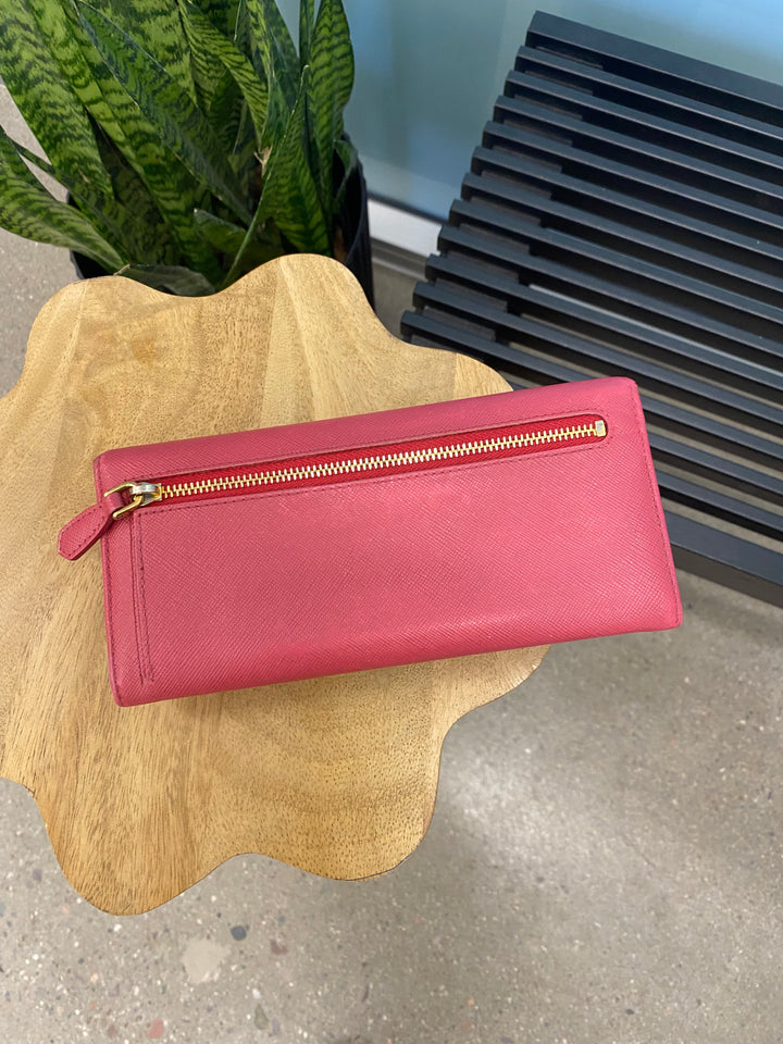 Prada Pink Saffiano Bow Long Wallet (9546)